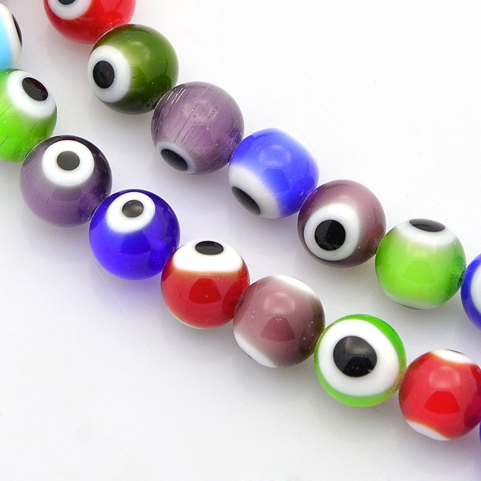 Handmade Evil Eye Lampwork Round Bead Strands Mixed Color 4mm – 10mm Hole-1mm