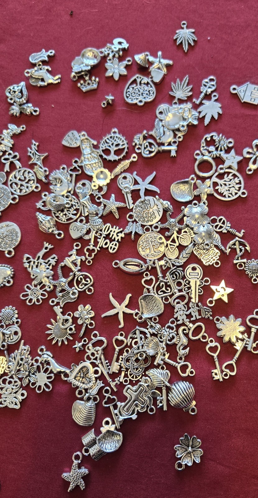 10 Mixed Charms Silver Pendants Random Mix