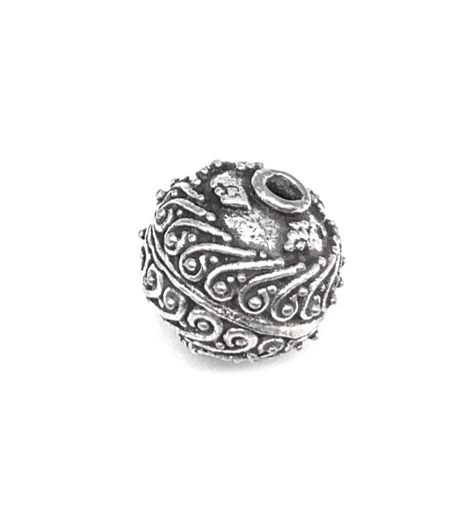 12mm Bead Hand Craft Ornament Sterling Silver .925 Bali Beads-#14425