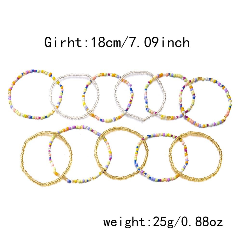 5Pcs Boho Crystal Beaded Stackable Stretch Bracelets for Women Colorful Mul – 09