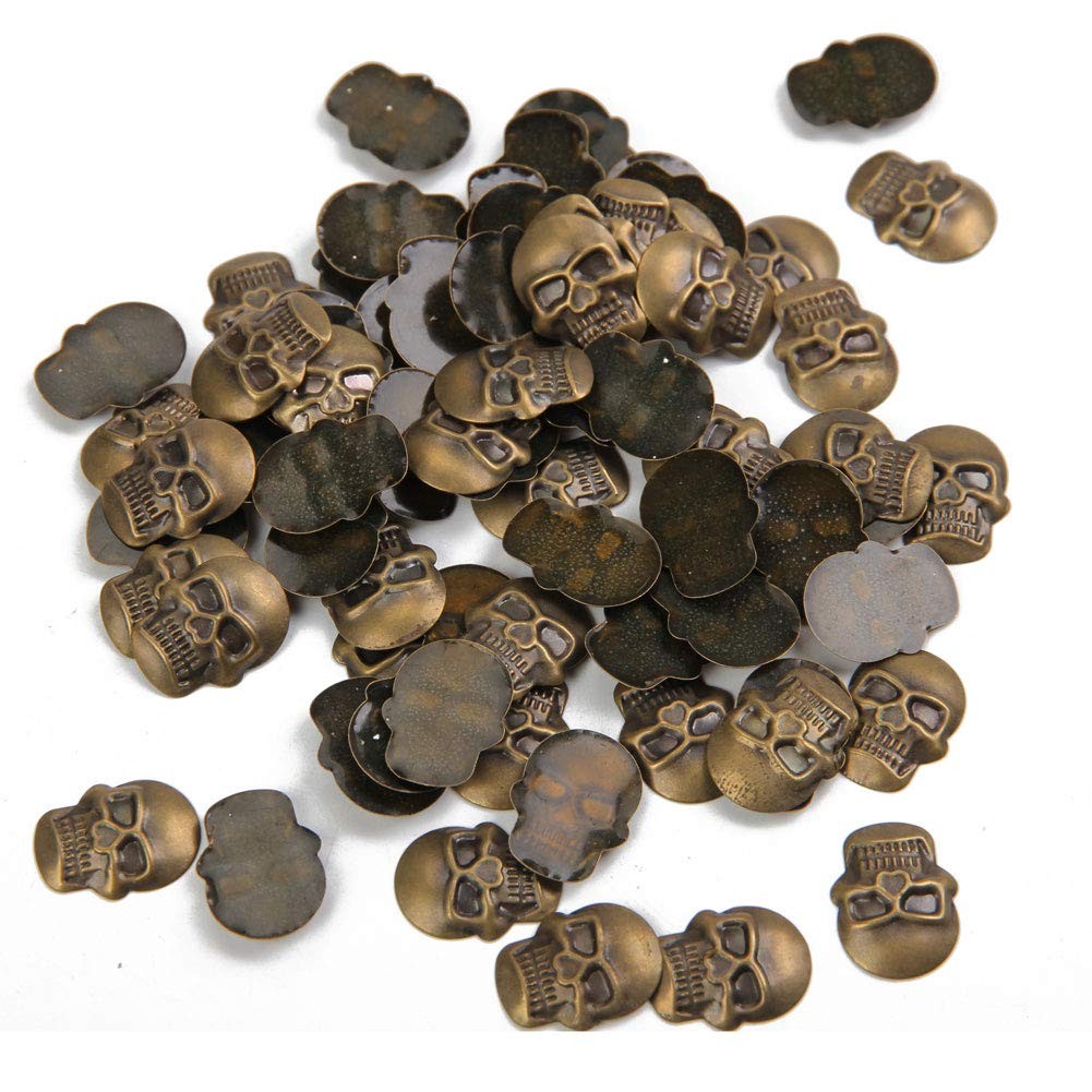 Hotfix Skull Studs,12mmx16mm Flat Back Iron On Skull Flatback Glue 100pcs (An…