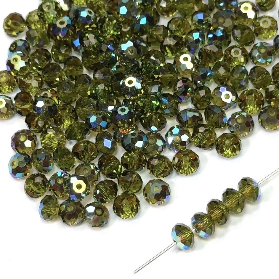 Olivine AB, Preciosa Czech MC Bellatrix Spacer Crystal Beads 6mm 36pcs, green