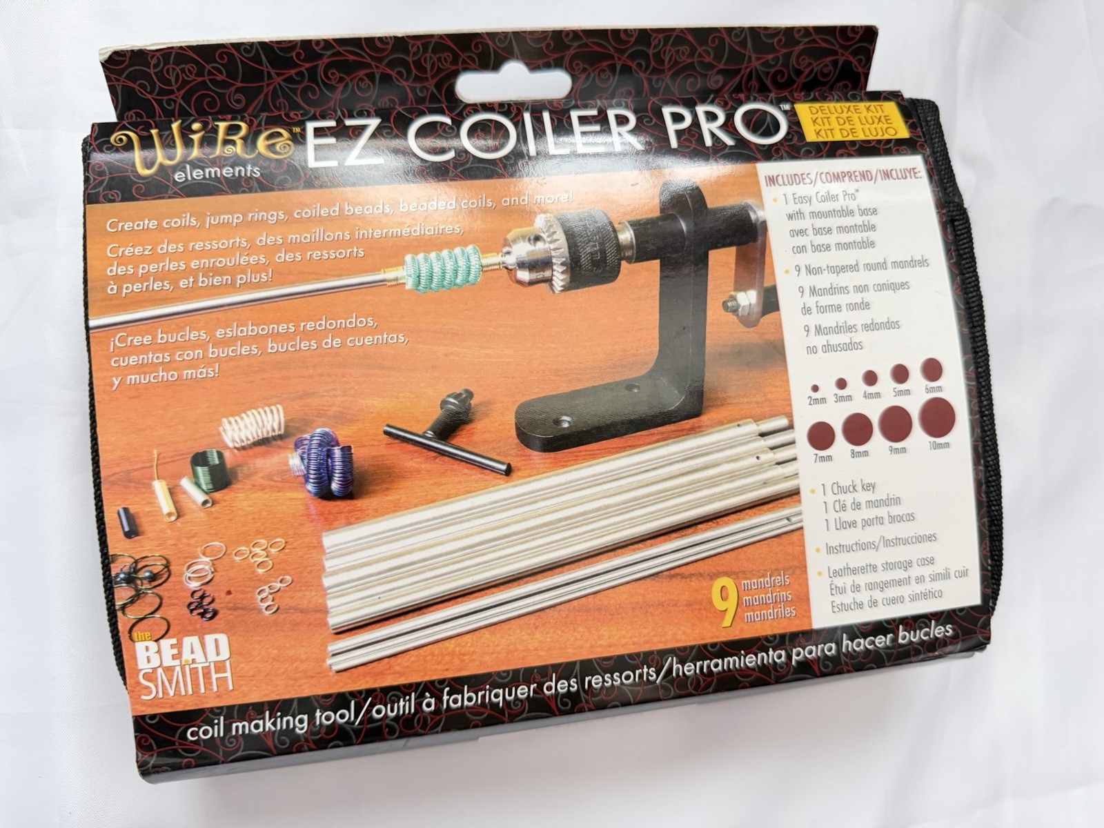 BeadSmith EZ Coiler Pro Deluxe Kit Wire Coil Tool 12 Mandrels Case