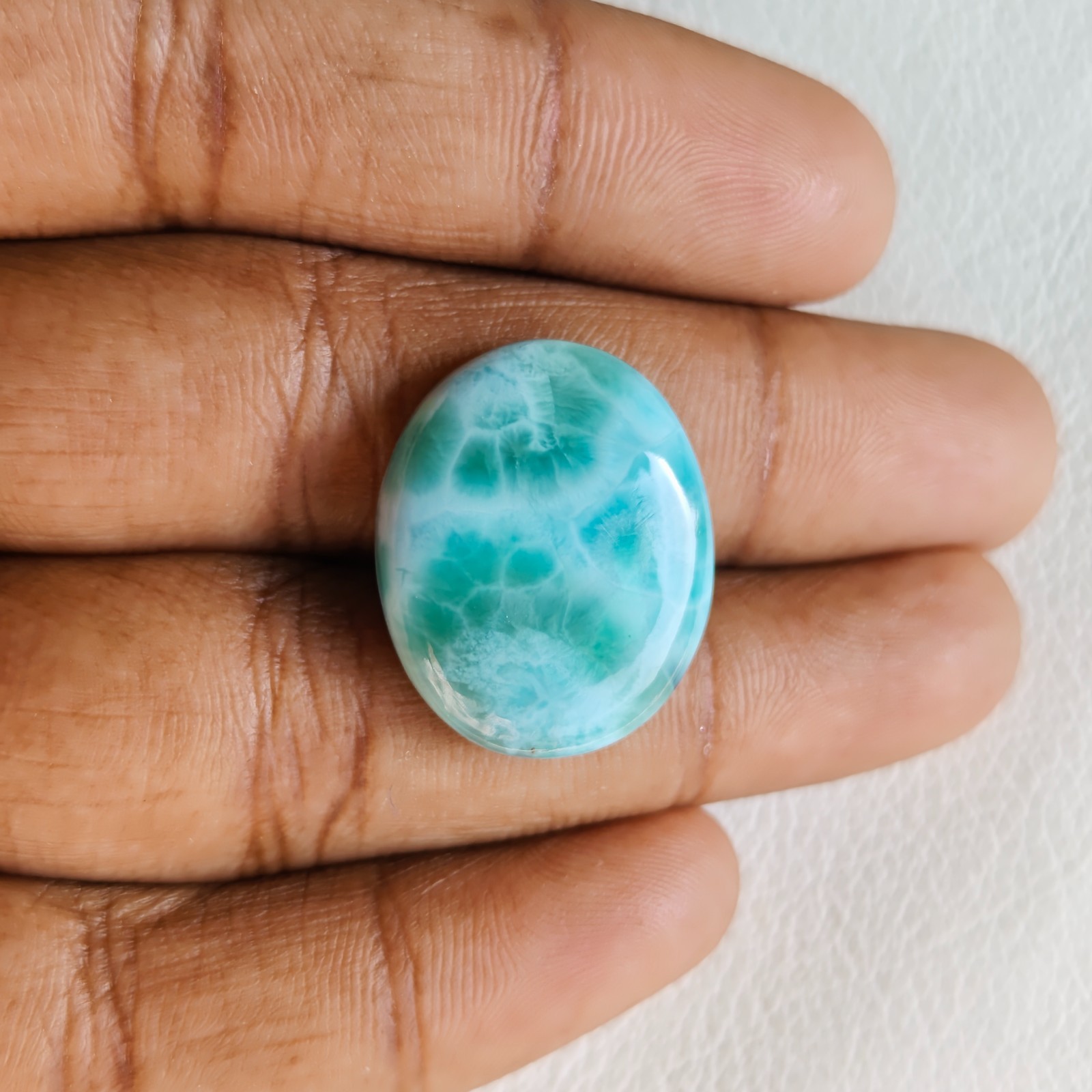 Oval Shape AAA Quality Larimar Cabochon, Size 19x24x5mm Weight 22Carats