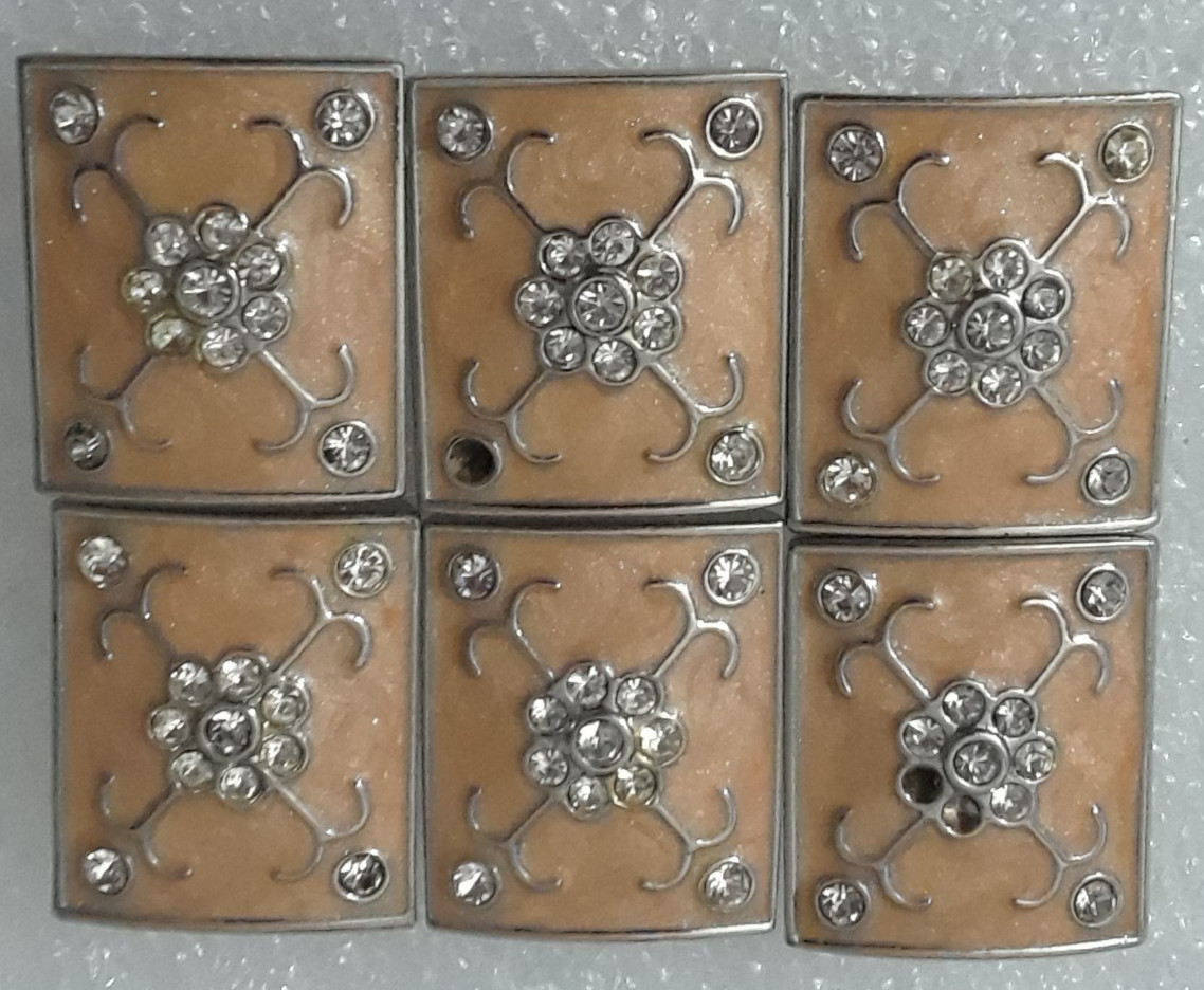Lot of 12 Silver Tone Pink Enamel Rhinestone Charms Jewelry Crafts as Shown