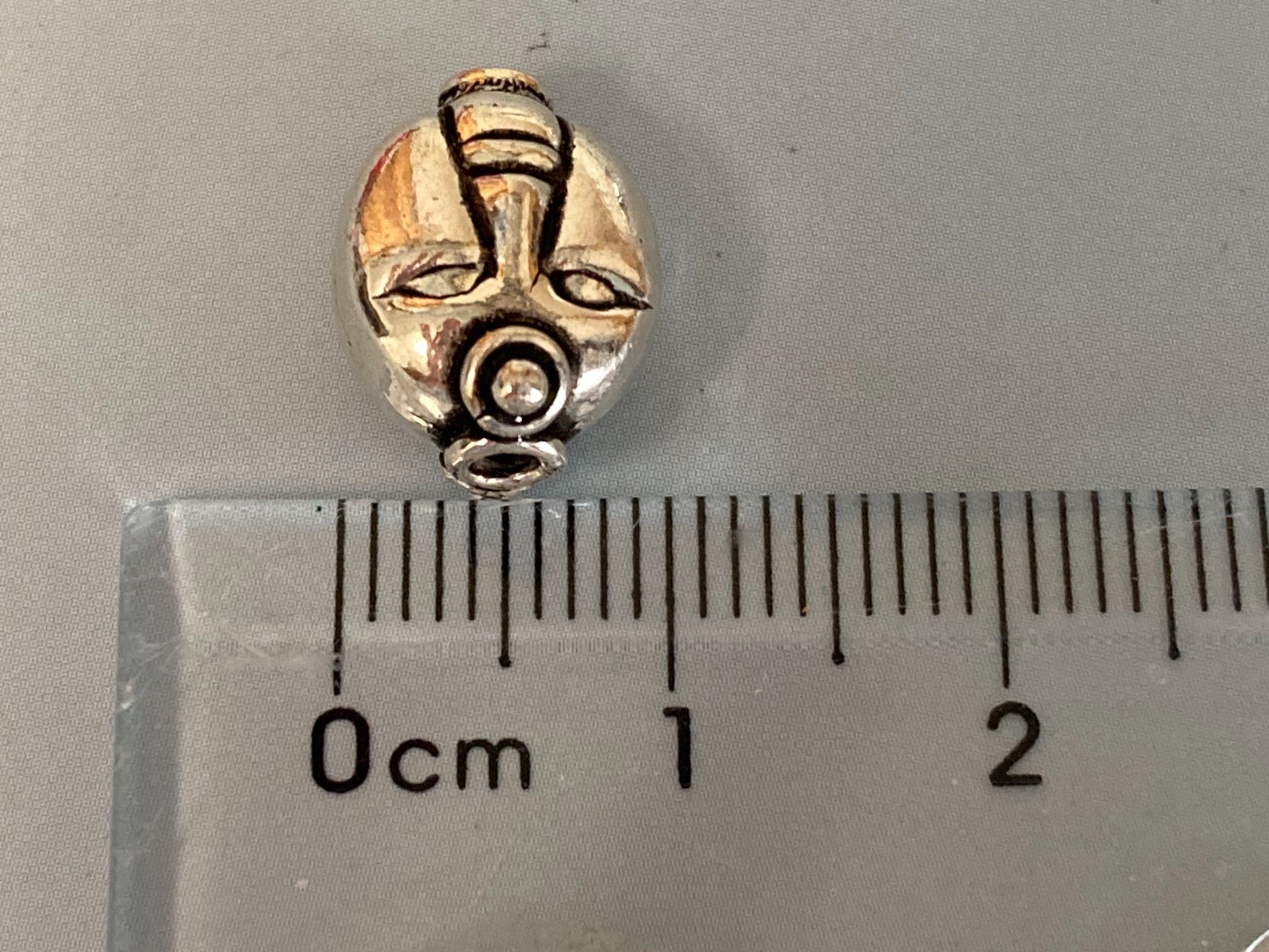 Sterling Silver Beads 7 Pack Face ~13x10mm 2-Sided 3-D Electroform Vertical Hole