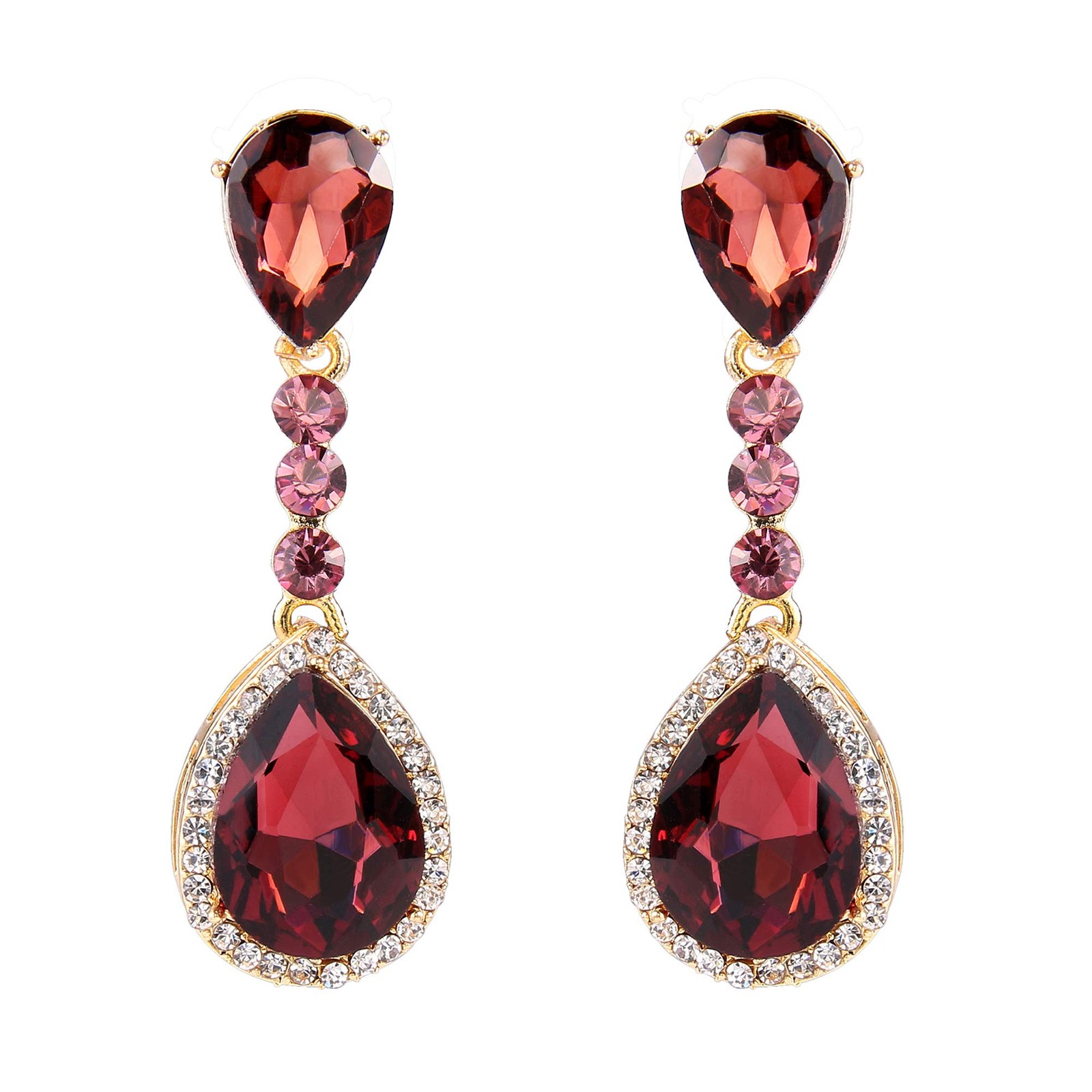 Wedding Bridal Clip-On Earrings for Women Crystal Teardrop Infinity Figure 8 Cha