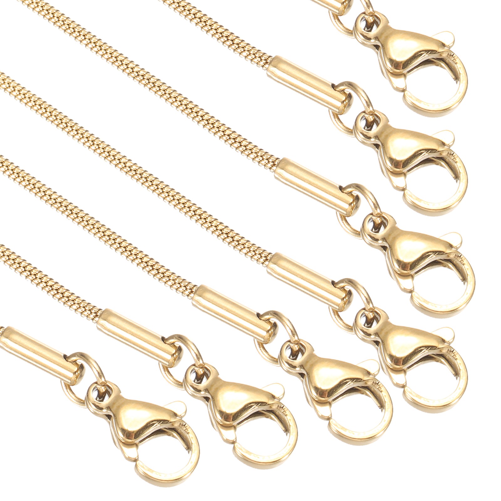 1.2mm/0.05″ Snake Chain Necklace, 12Pcs 20″ Round Chain Necklace, Gold Tone