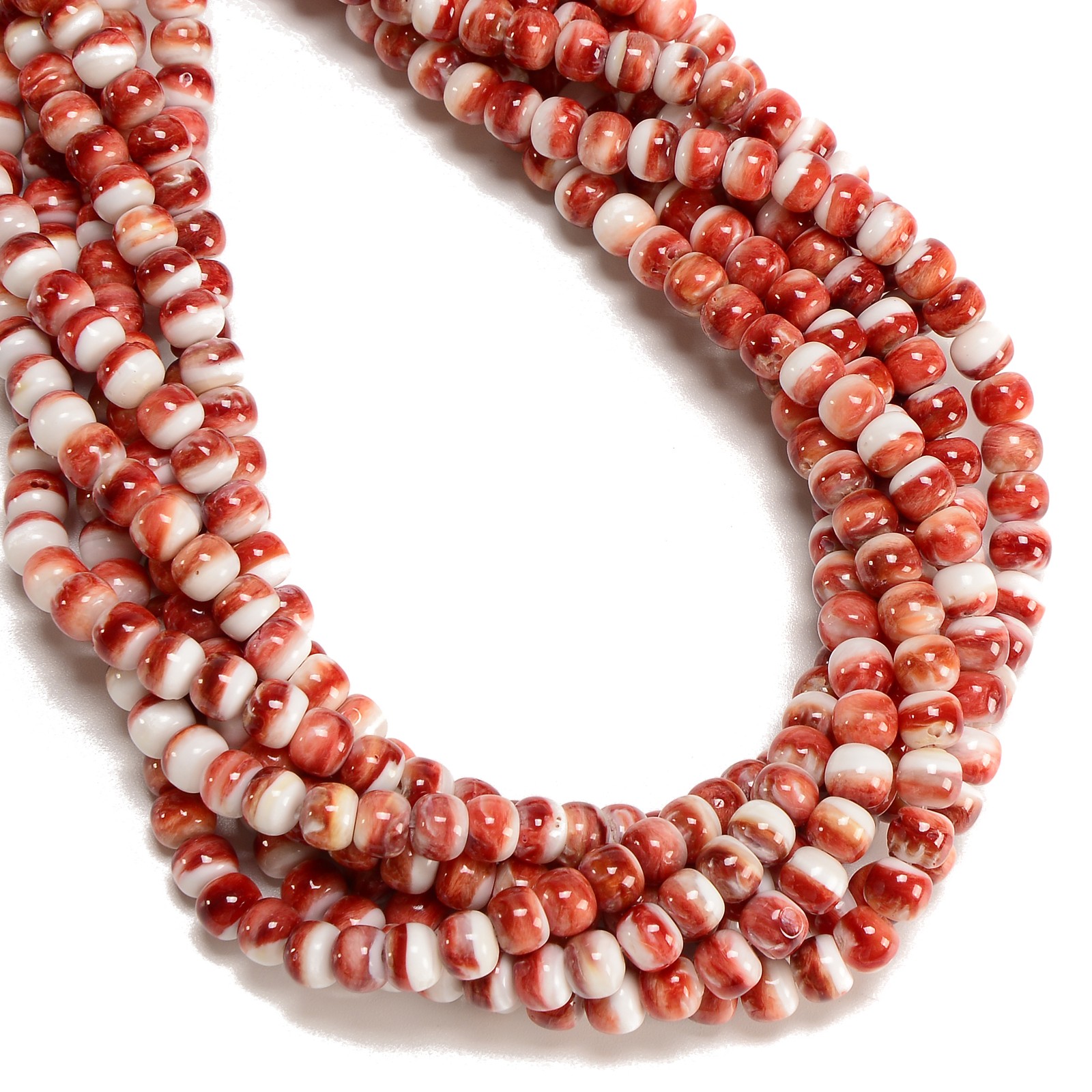 Natural Red Spiny Oyster Smooth Rondelle Beads Size 5x6mm 16″ Strand