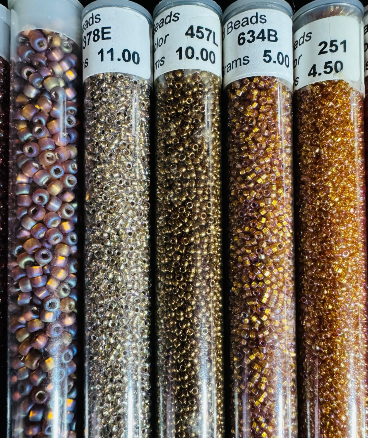 Glass Seed Bead Lot 30 Tubes – Rose Gold Sunset Mix Different Sizes NOS