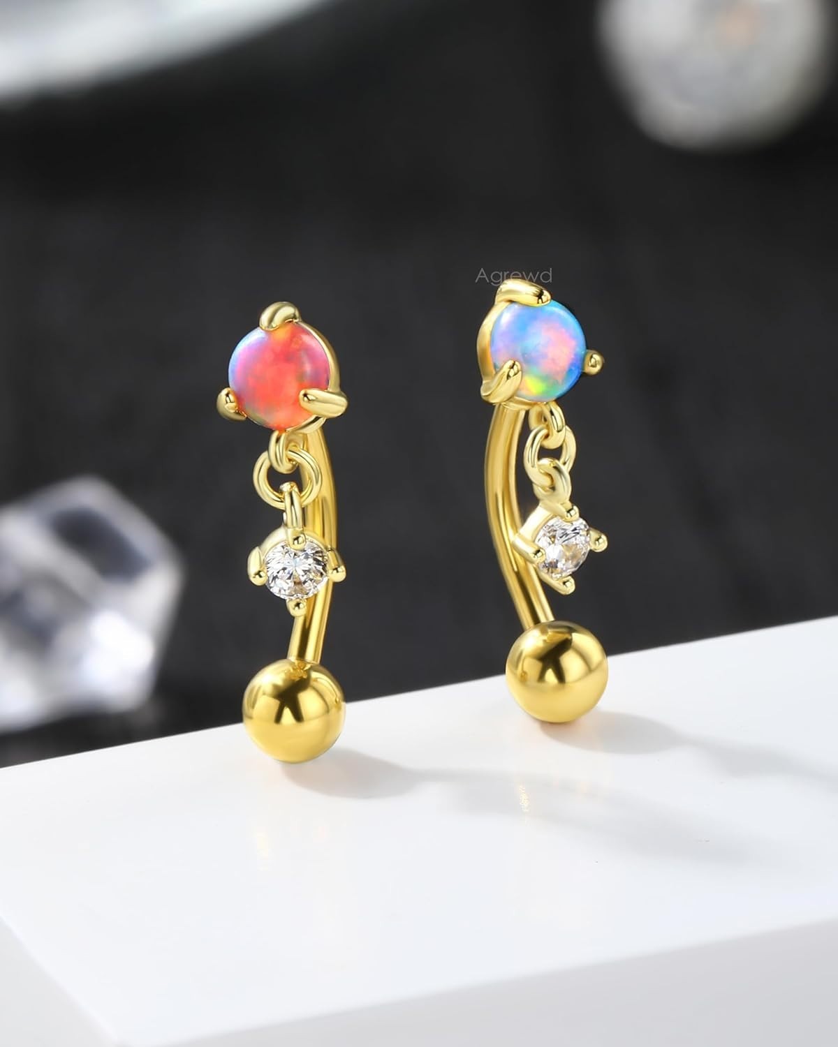 Vintage Rook Earrings Dangle 16G Pink Opal Eyebrow Rook Rings Stainless Steel…