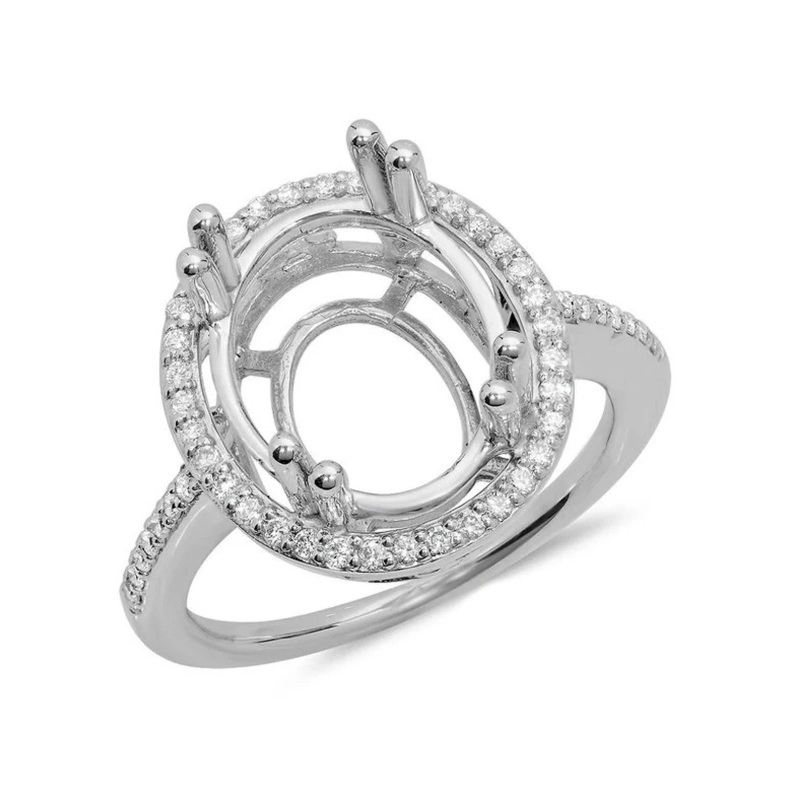 Oval 13×11 mm Blank Mounting 925 Silver Jewelry Side Stone Moissanite