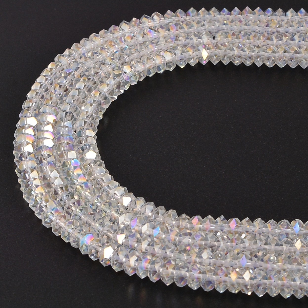 Clear AB K9 Crystal Glass Faceted Rondelle Beads Size 3x6mm 15.5″ Strand
