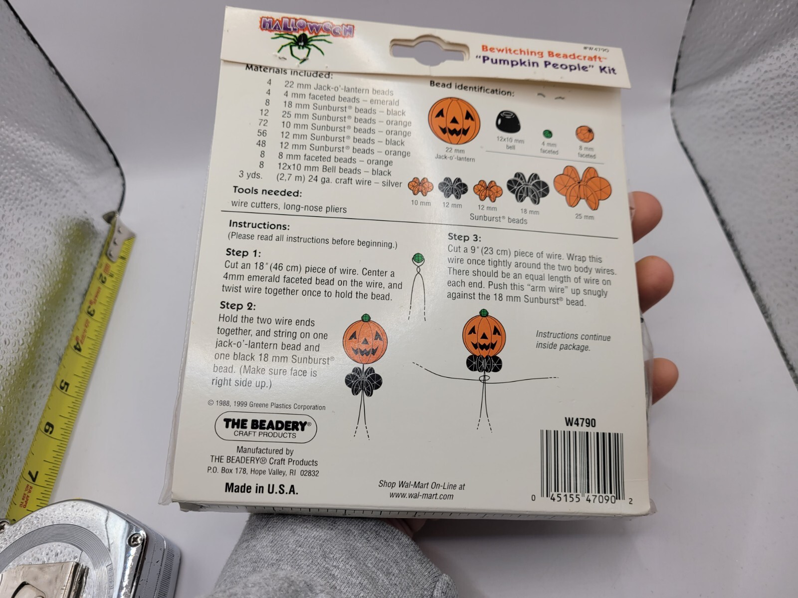 The Beadery PUMPKIN PEOPLE Bead Beading Halloween Ornament Kit Makes 4 Vtg