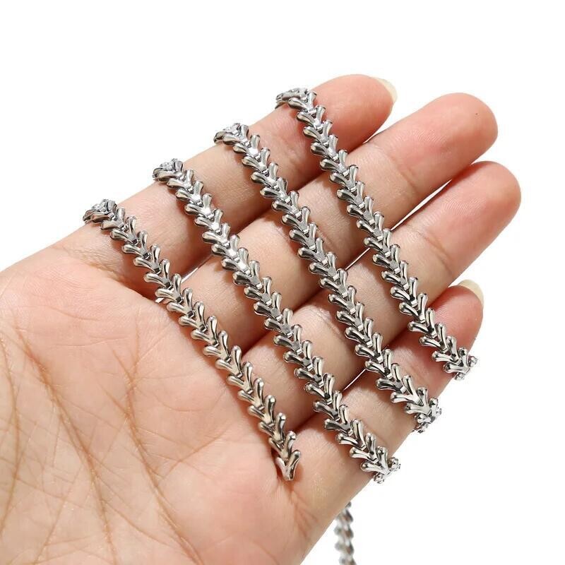 2meters Original Steel Silver Stainless Steel Heart Chains 6mm (Never Tarnish)
