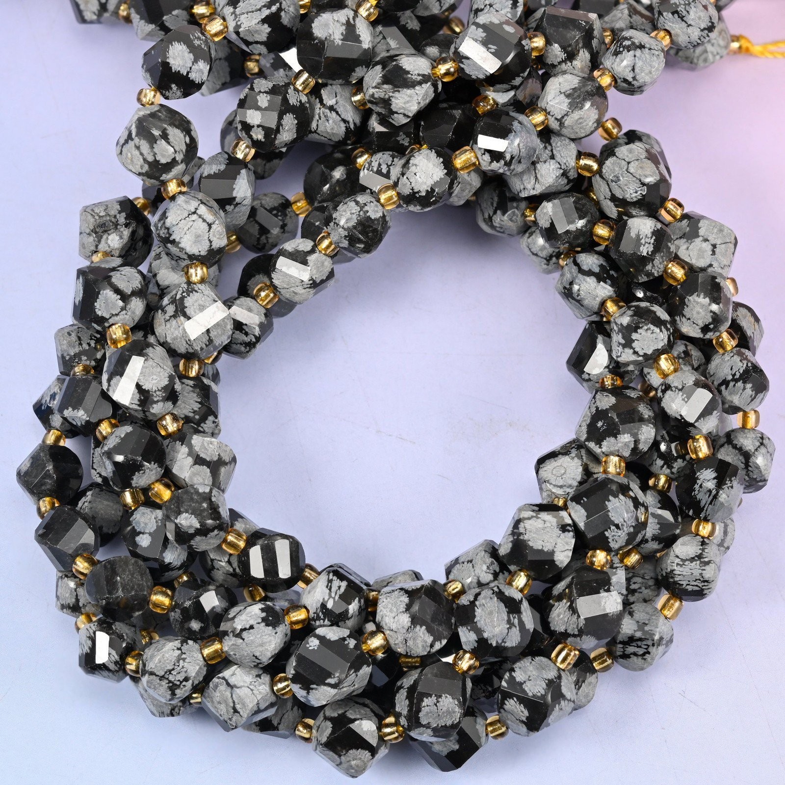 Snowflake Jasper Faceted Spiral Twist Beads: Size 8mm 10mm, Jewelry Making