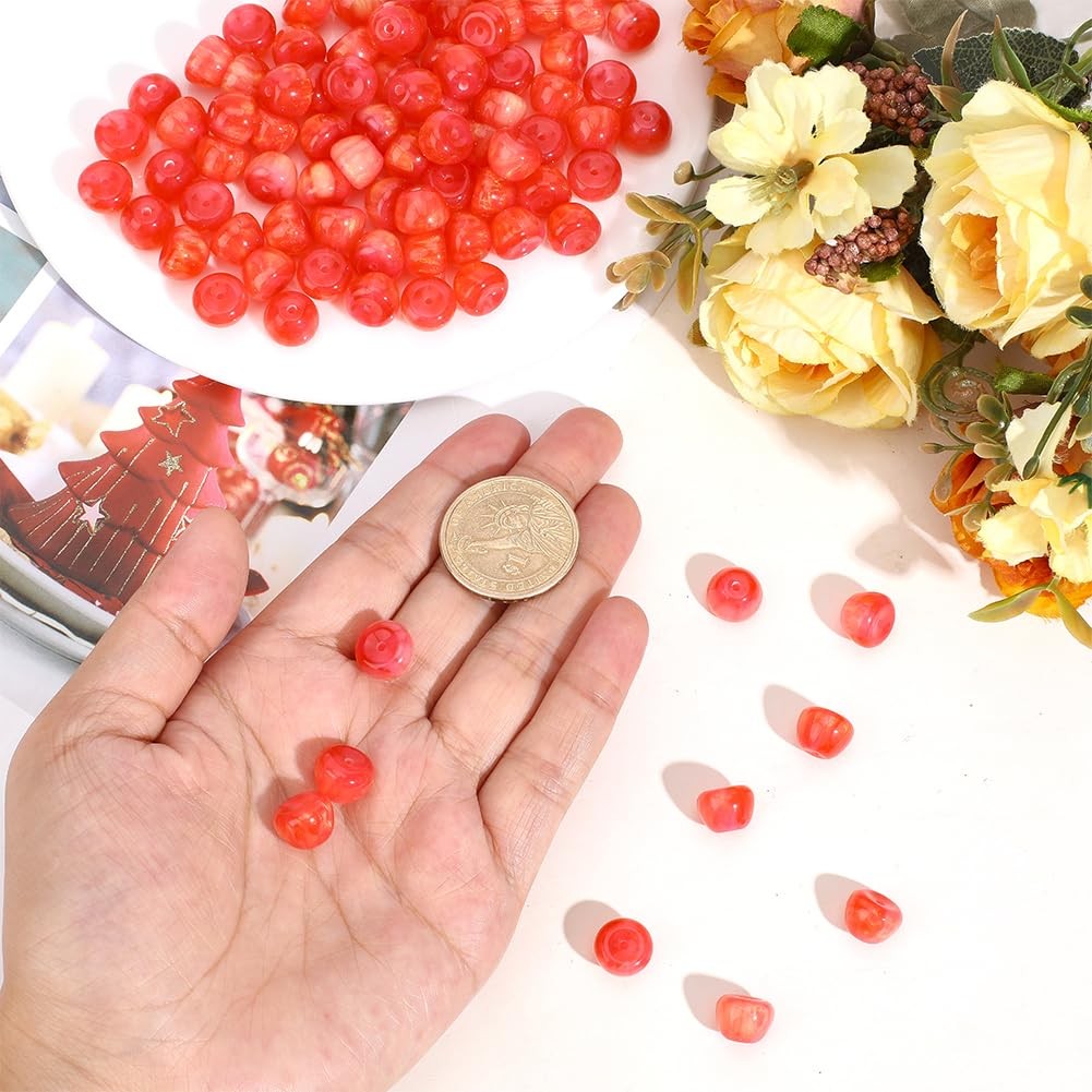 PONABEADIY 1 Box 100pcs Pink Apples Resin Beads with Glitter Powders Fruit Sh…