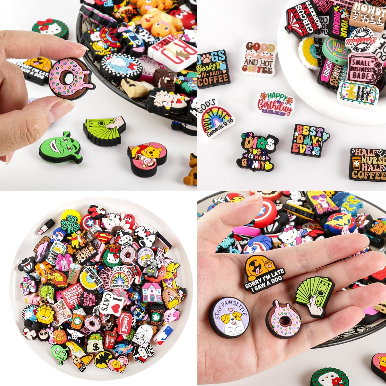 Crafting Silicone Beads for Adults, 110 Random Focal Beads for Creative Projects