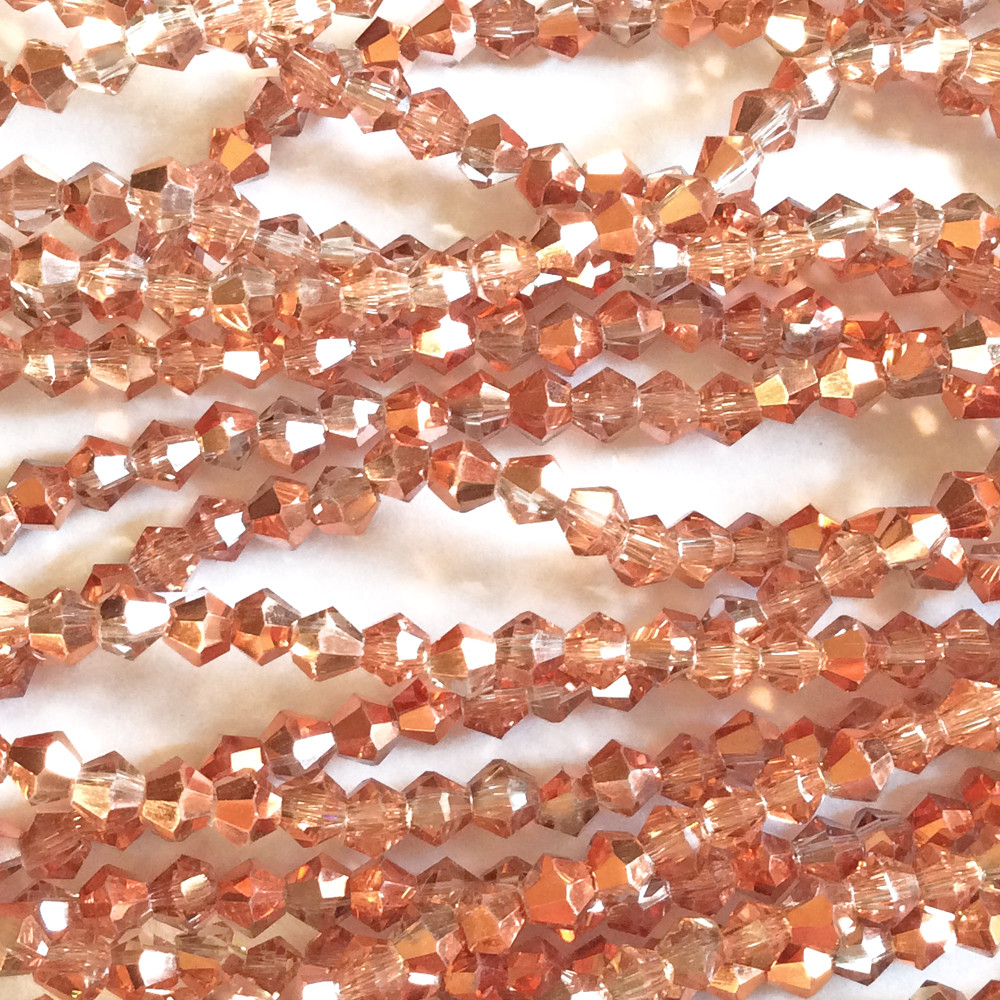 Red Brown Rose Gold Copper 3mm Bicone Chinese Crystal Beads 2 Strands