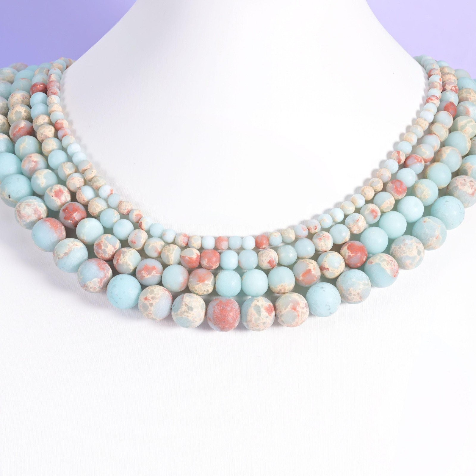 Blue Shoushan Stone Matte Round Beads 4mm 6mm 8mm 10mm 15 Inch Strand