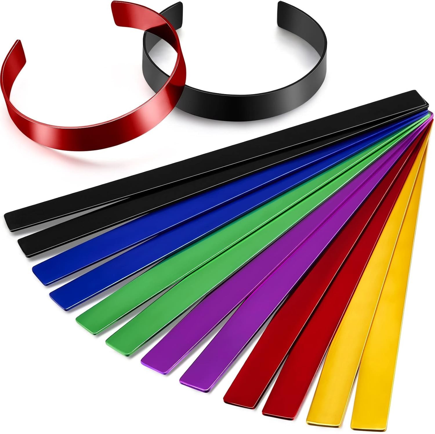 Lewtemi 12 Pcs Anodized Aluminum Bracelet Blanks Stamping Blanks Engraving Co…