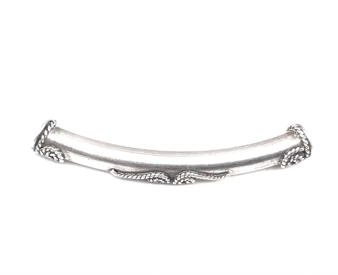 Bead Hand Crafted Sterling Silver .925 Curve Bali Beads-#1793