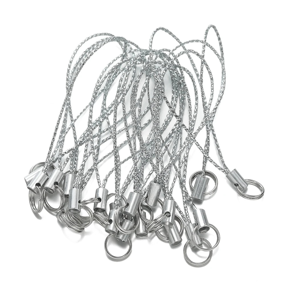 20Pcs Polyester Cord with Double Jump Ring Lanyard Rope Keychain Crafts Handmade