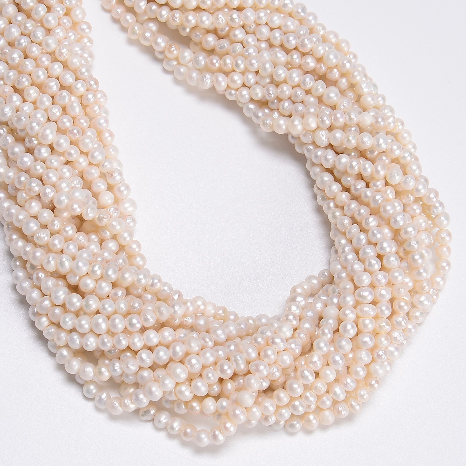 Natural White Fresh Water Pearl Off Round Beads Size 4mm 5mm 14″ Strand