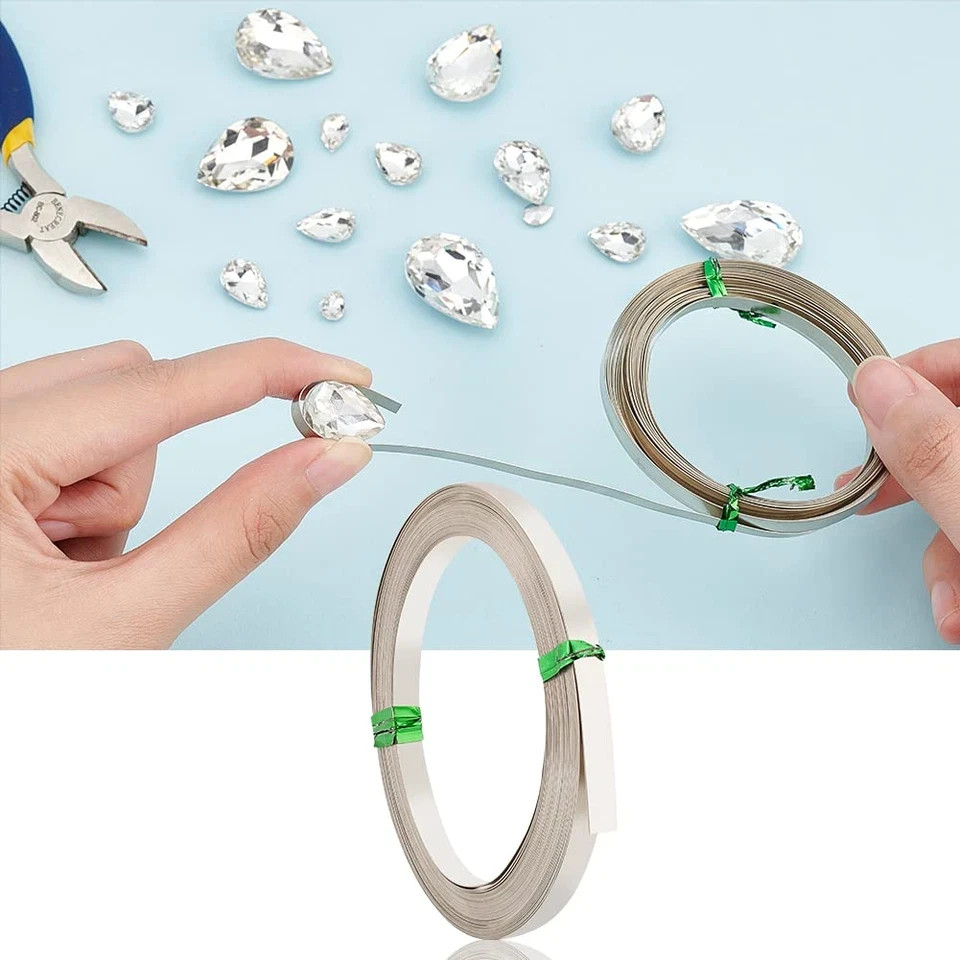 19.7 Feet 5Mm Wide Flat Bezel Wire, Nickel Silver & Platinum DIY Bezel Setting W