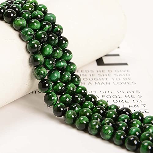 100PCS 8mm Natural Green Tiger’s Eye Gemstone Round Loose Stone Spacer Beads