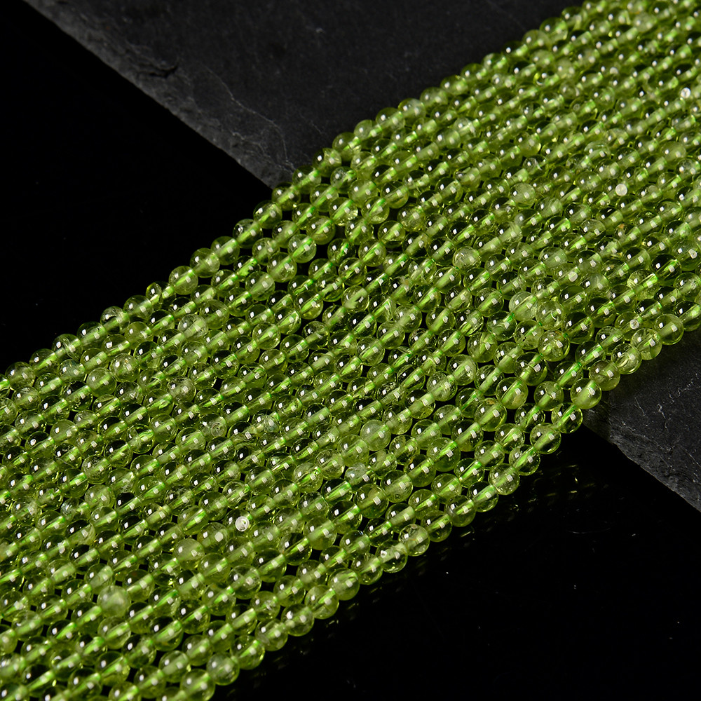 Natural Peridot Gemstone Grade AAA Round 4MM Loose Beads (D607)