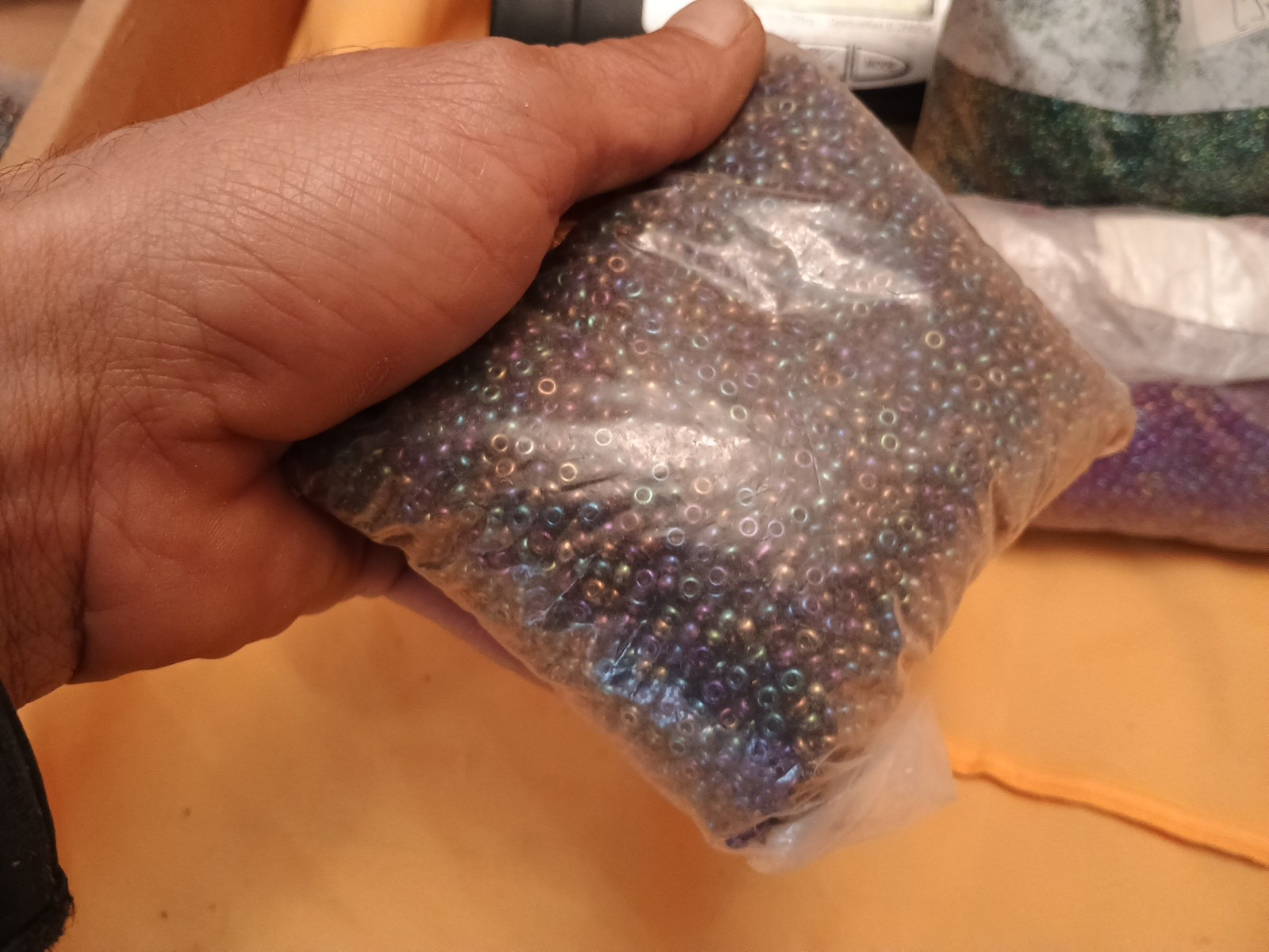 Vintage Fire Mountain Seed Beads Bags Plastics 10/0 11/0 12/0 Box Ab Seeds Mixed
