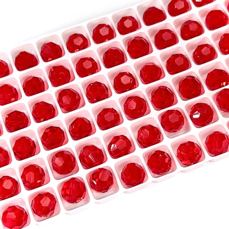 Light Siam Red Czech Machine Cut Round Crystal Beads 8mm Rosary Size beads