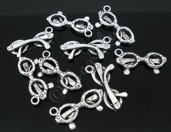Eyeglasses Charms 22mm Antiqued Silver Plated Pendants C5560 – 10, 20 Or 50PCs