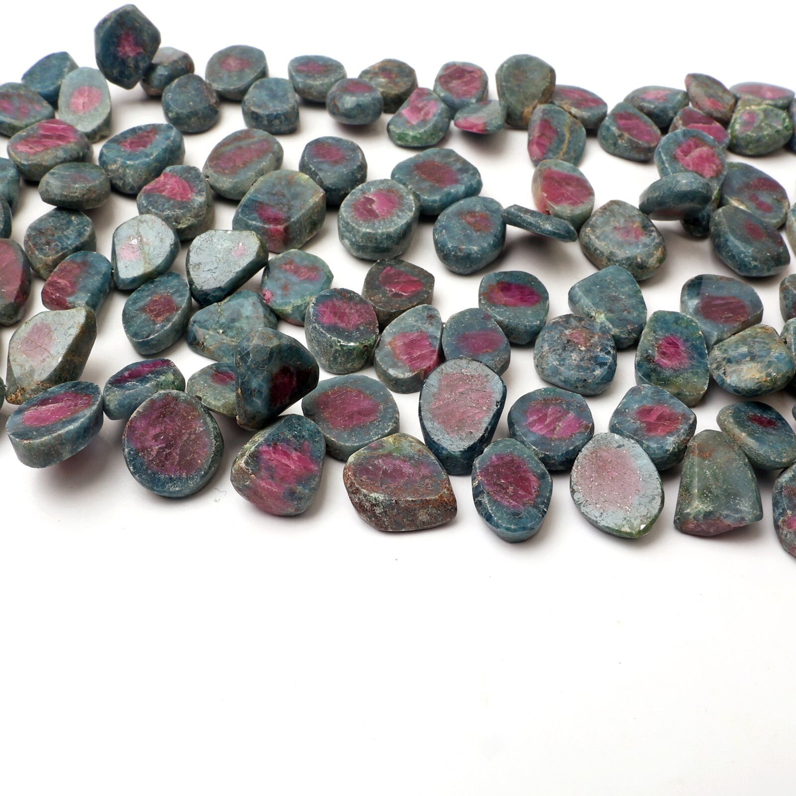 Natural Ruby Zosite Gemstone 8 Inch Strand 10X12-11X15 MM Smooth Chip Beads
