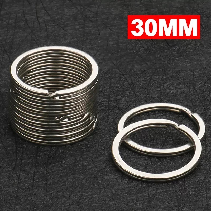 100/50 PCS Stainless Steel Key Rings Split Hoop-30/25/20mm DIY Flat Metal Chains