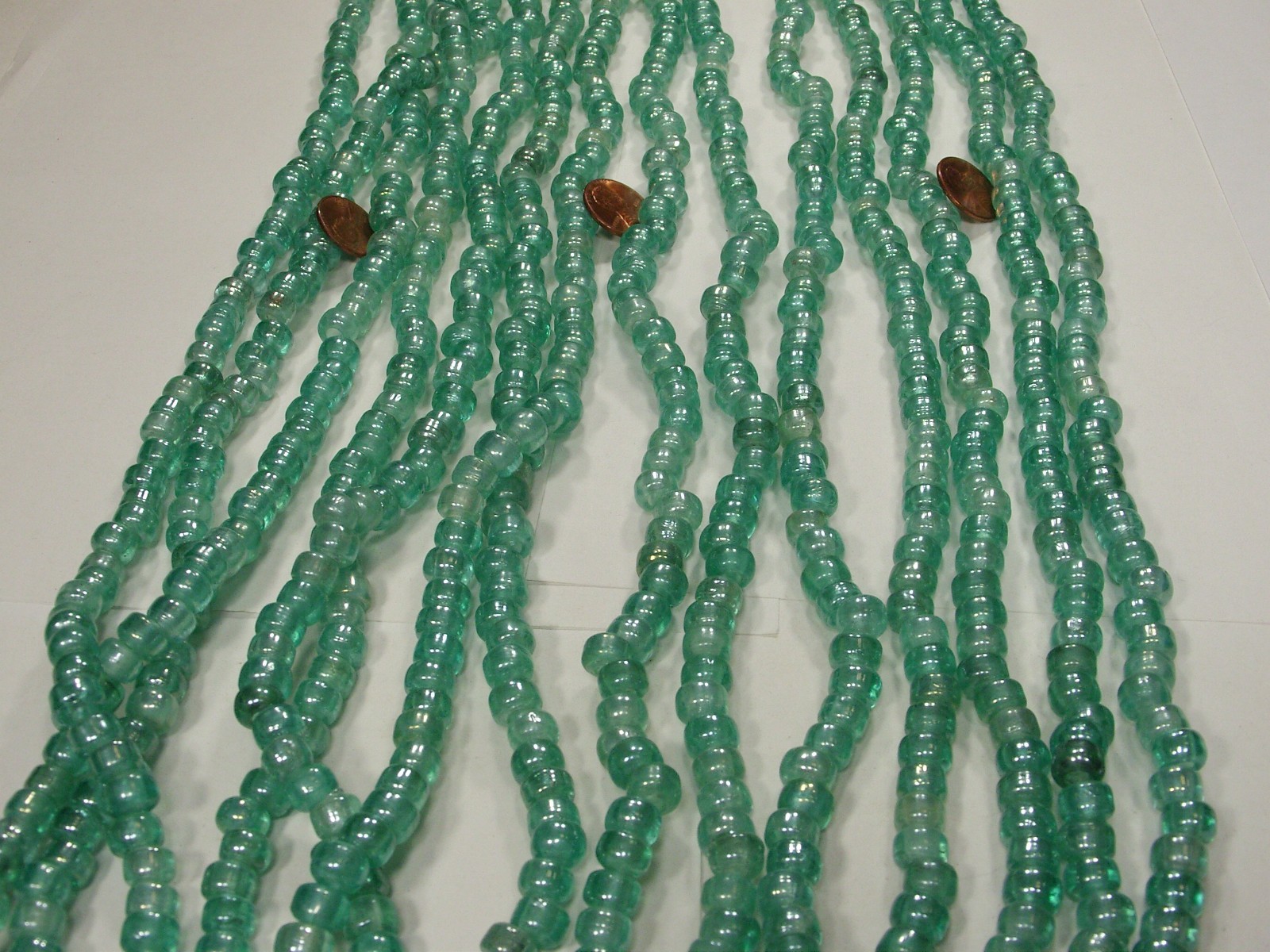 15 Strands 22″ Seafoam Blue Pony Glass Beads Wholesale Bulk Lot (6mm x 9mm) (C)