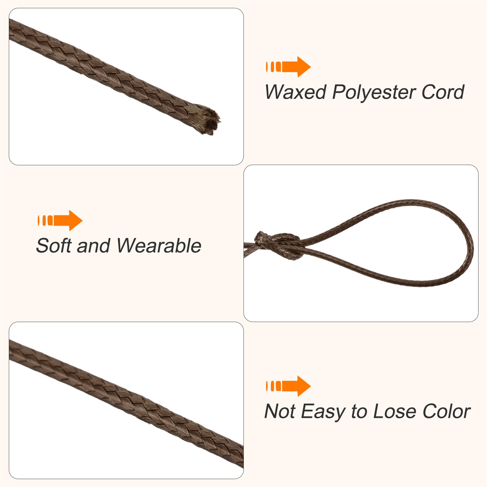 Dark Brown 0.8mm Waxed Cord 175 Yard Wax Bead Thread String for Jewelry Make
