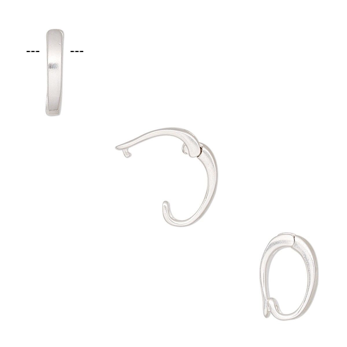 Bail, 1 Sterling Silver Medium 10x8mm Hinged Oval Bail For Pendants w/ 8mm Grip
