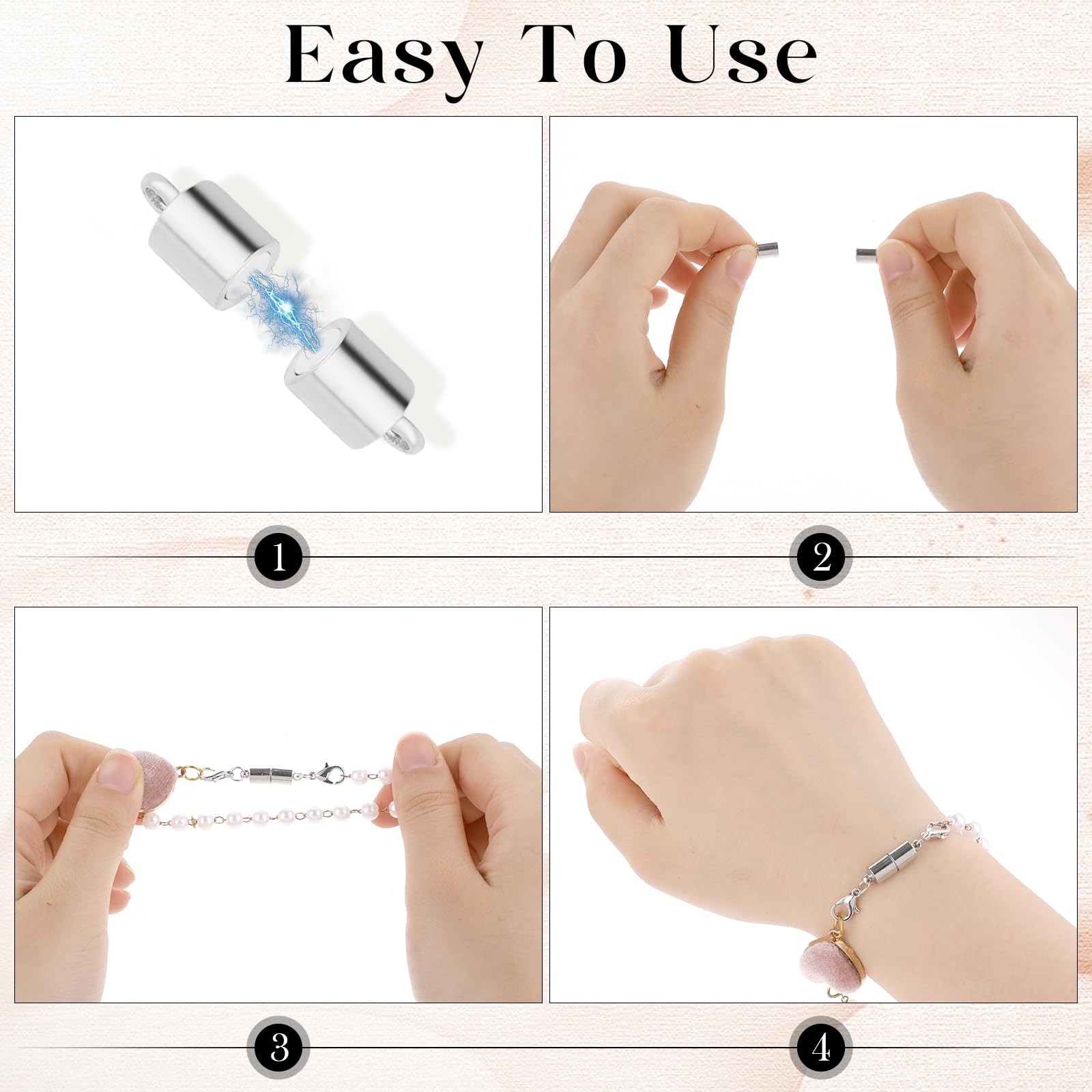 5Pcs Silver Magnetic Necklace Extender, Magnetic Necklace Clasps and Closures w