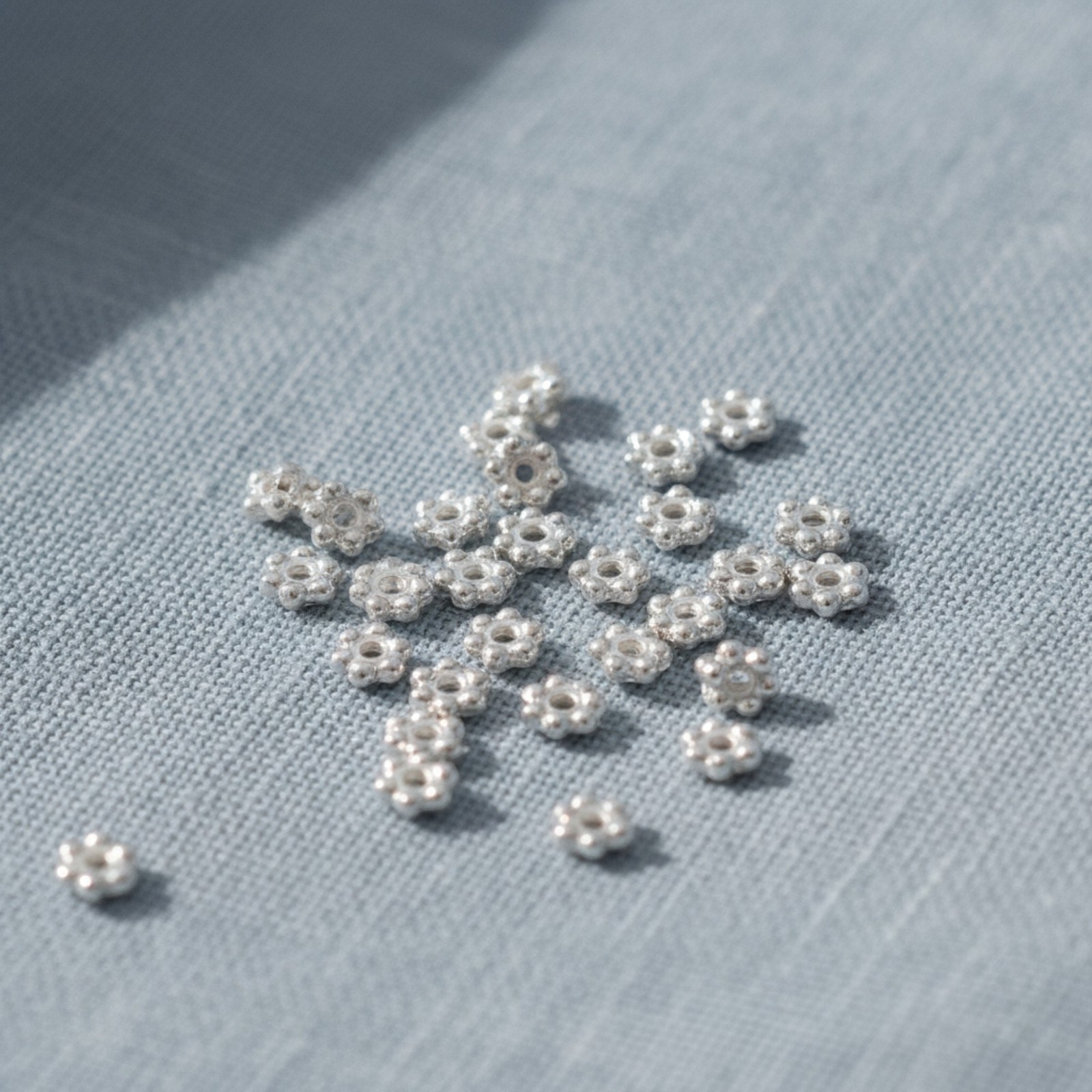 500 Bright Silver 3mm Daisy Spacers: Bulk TierraCast Heishi Beads