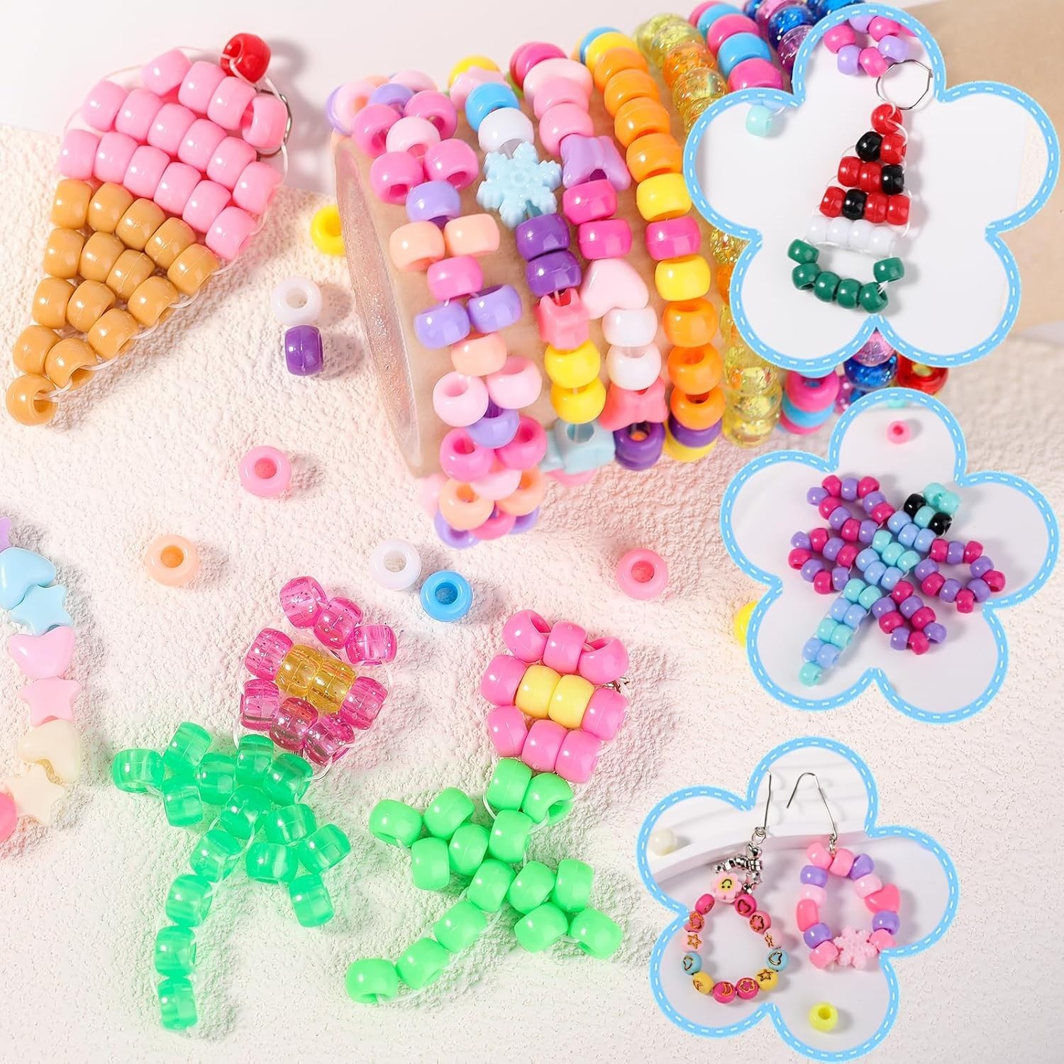 6000 Pcs Pony Beads Bulk, 30 Colors Plastic Bead for Creating Bracelets Craft…