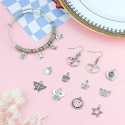 200 PCS Wholesale Bulk Lot Jewelry Making Charms Mixed Smooth Tibetan Silver New
