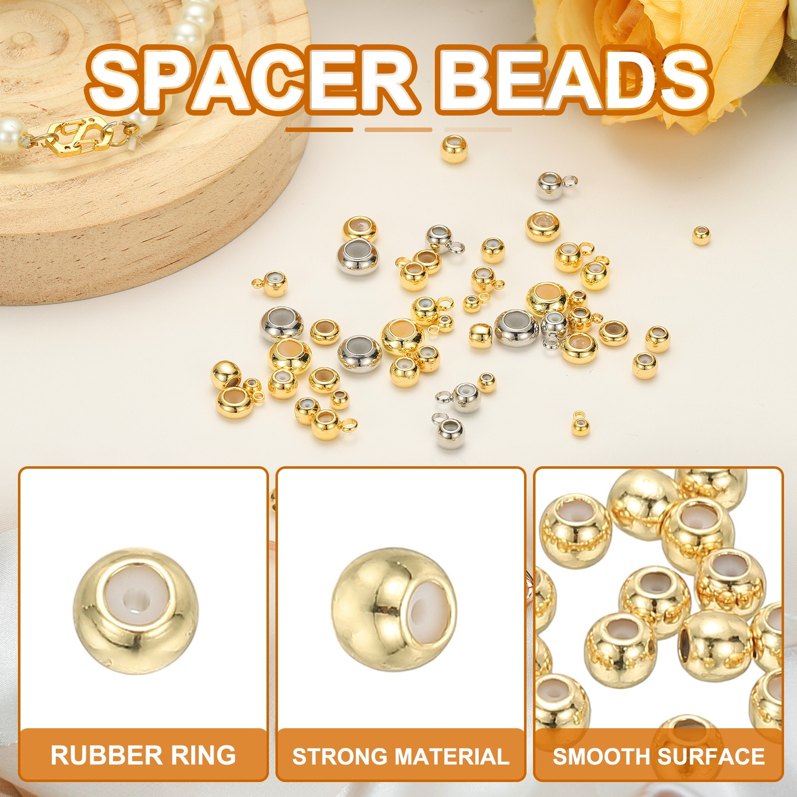 20Pcs, 3mm Positioning Spacer Beads 14K Gold