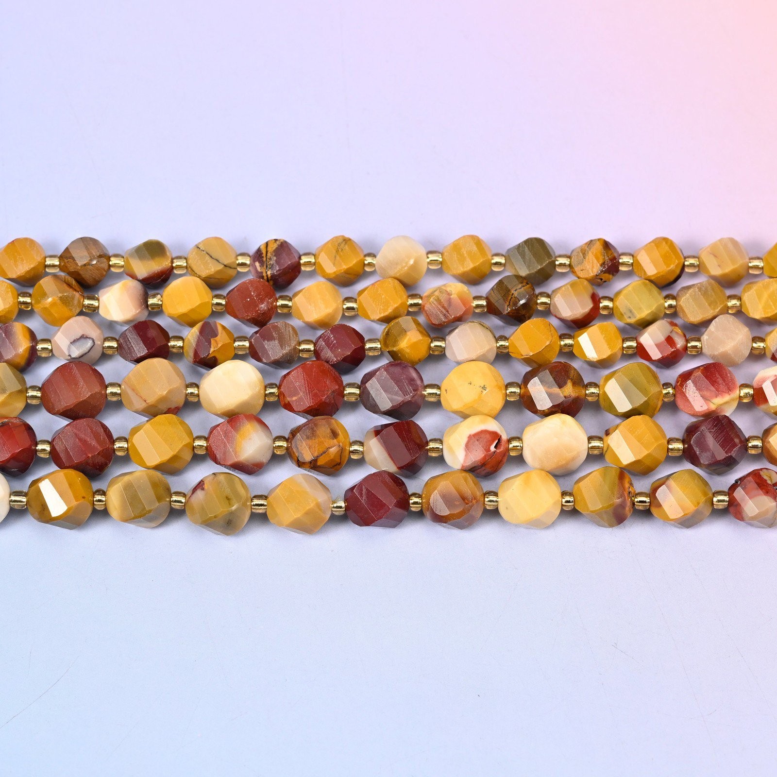 Mookaite Faceted Spiral Twist Beads: Size 8mm 10mm, Jewelry Making