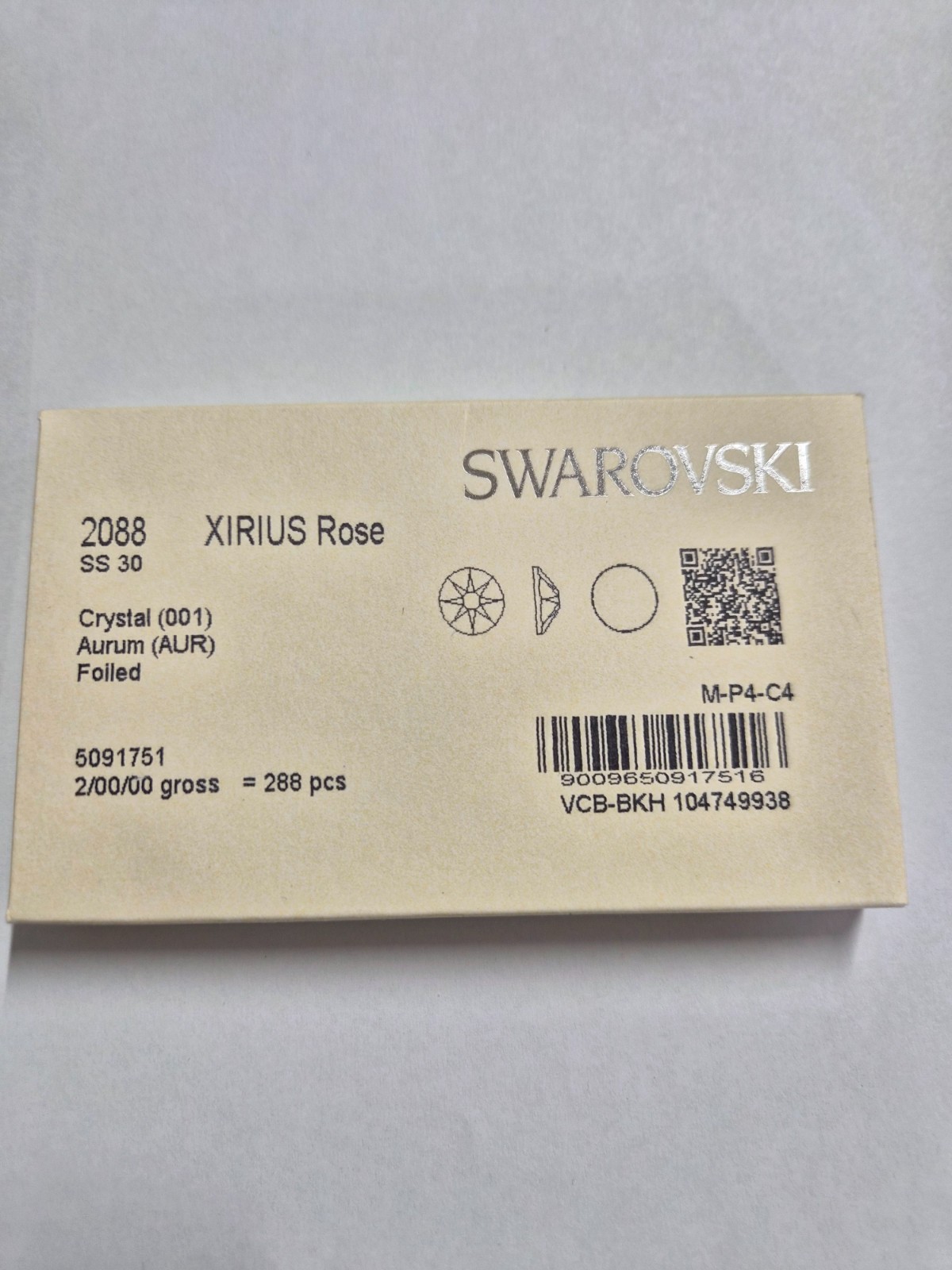 Swarovski Flatback(No Hotfix) Rhinestone CRYSTAL AURUM SS30 288 PCS