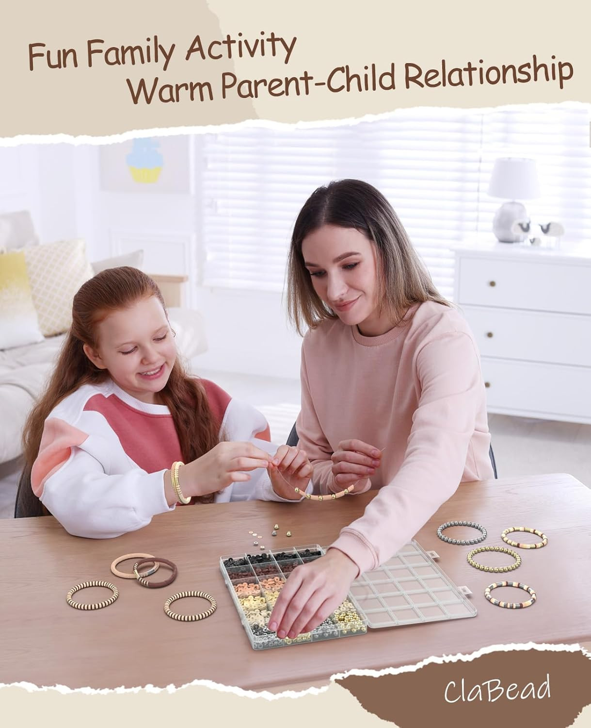 3200-Piece Earth Tone Bracelet Making Kit with Clay and Metallic Beads