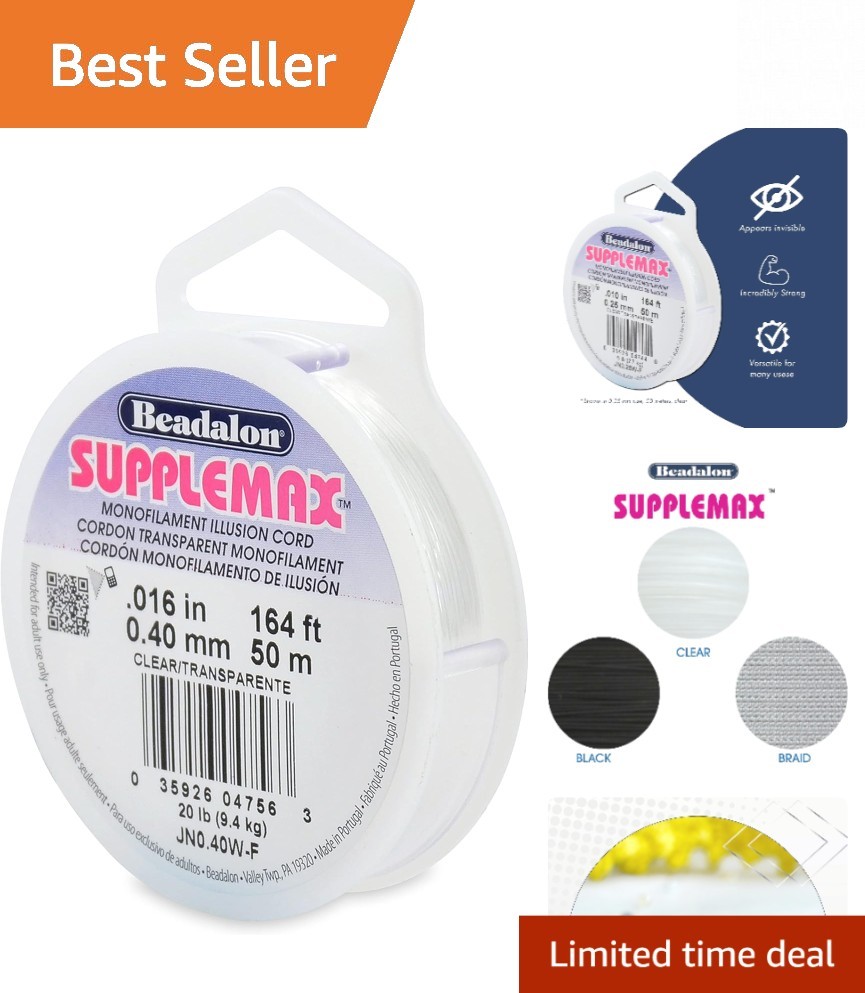 50 m Clear Monofilament Beading Cord, 0.40 mm – Ultimate Crafting Essential