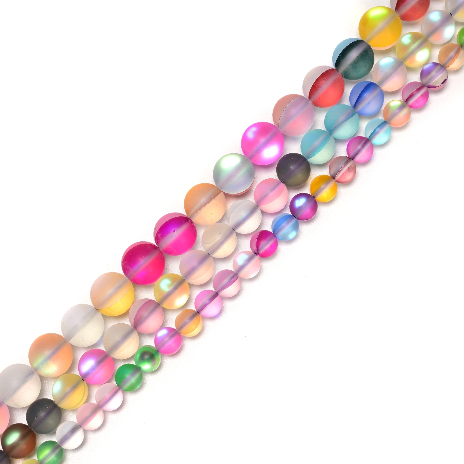 Multi-color Mystic Mermaid Glass Matte Round Beads Size 6mm 8mm 10mm 15.5″ Strd