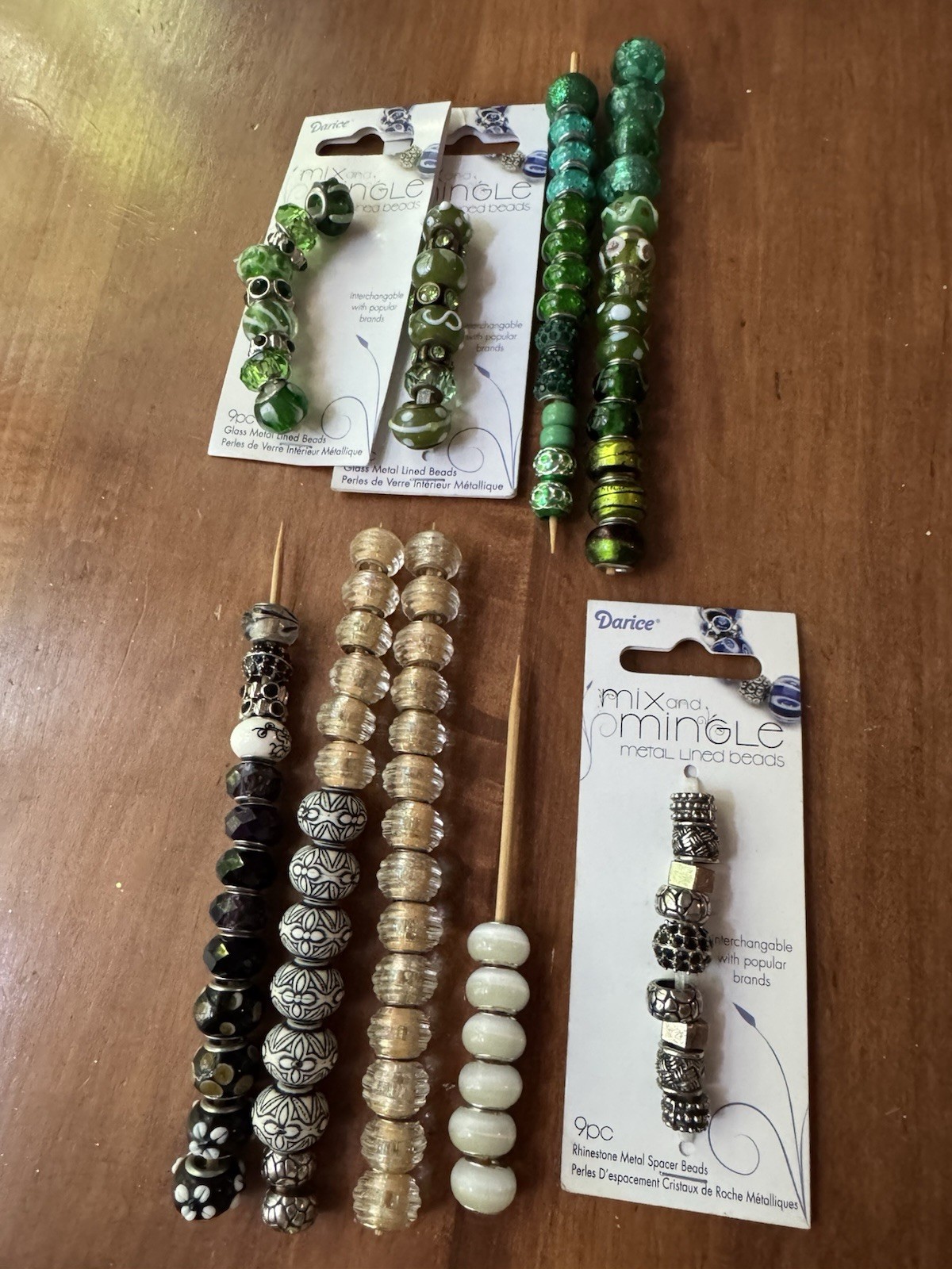 Over 100 New Big/Large-Holed Beads; Green, Gold, White Star Sapphire For Jewelry